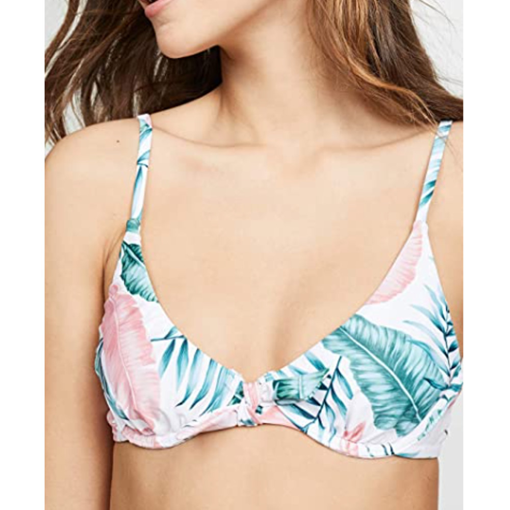 MINKPINK Pink Green Underwire Palm Anjuna Soft Cup Bikini Top Medium